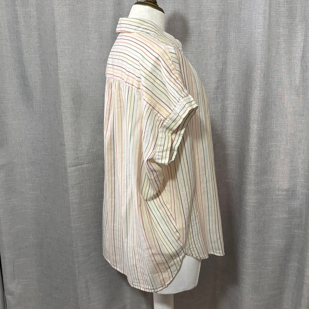 Madewell Central Stripe Popover Shirt-Sz M-Over Sized-Cotton-Multi Color-EUC - Picture 10 of 16